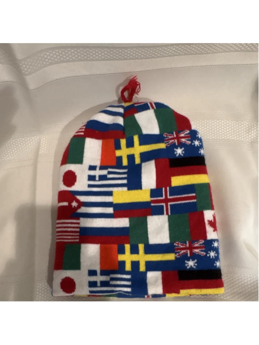 White Knight Multicolor Flag Pattern Beanie Lightweight Men's Winter Hat